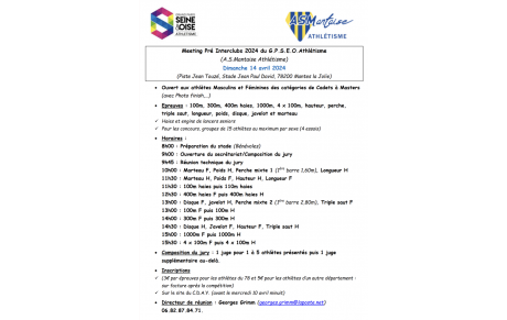 MEETING DE MANTES-LA-JOLIE : les inscriptions sont ouvertes !